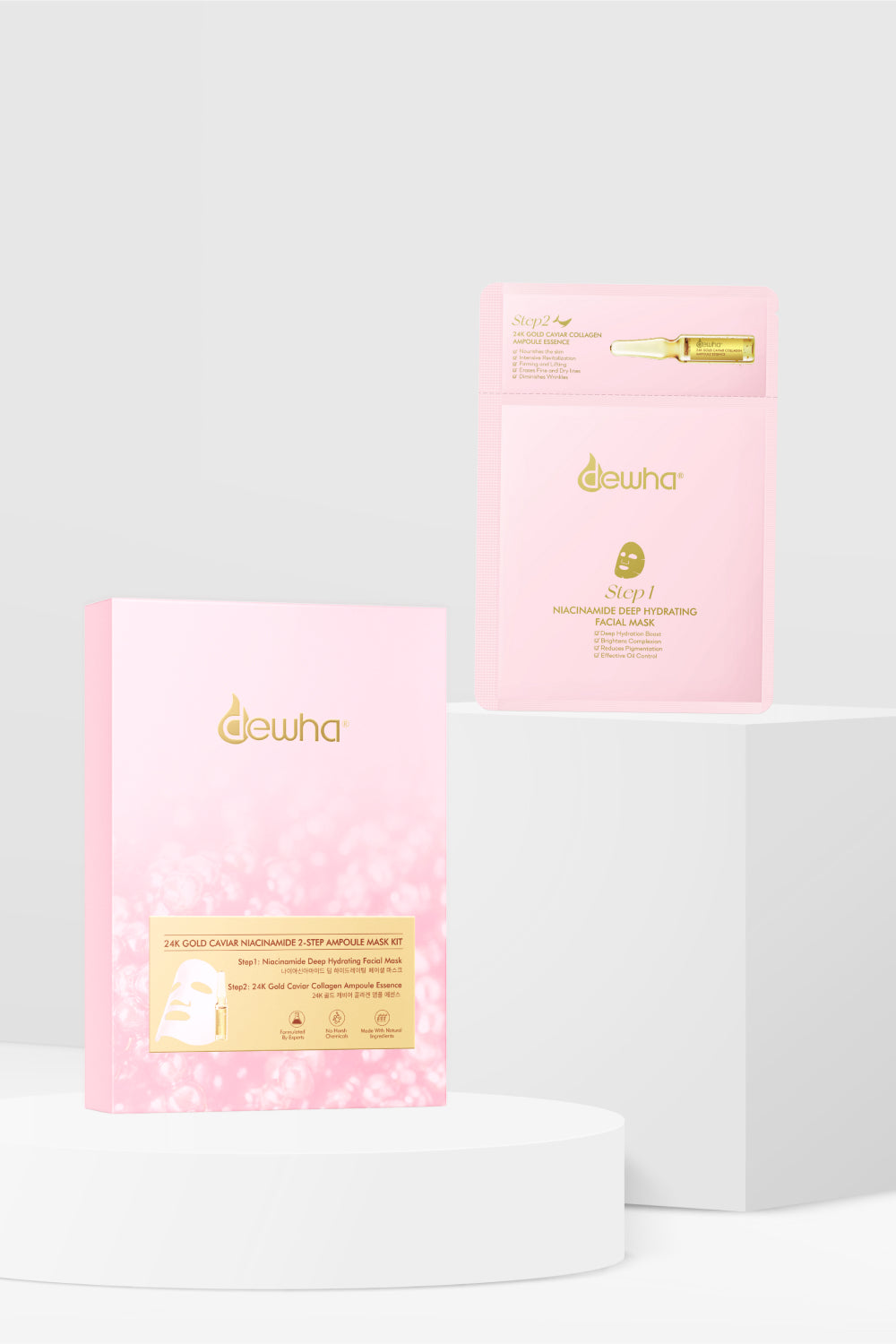 Modenzas 24K Gold Caviar Niacinamide 2-step Ampoule Mask Kit (5 sheets) - Modenzas